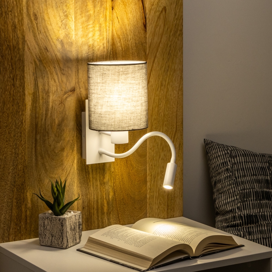 Brilagi - LED Paindlik seinalamp NUBILA 1xE27/25W/230V + LED/3W valge/antratsiit