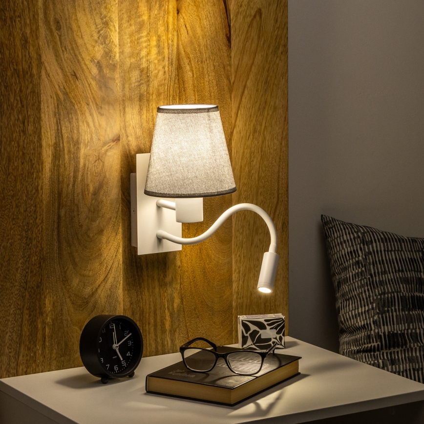 Brilagi - LED Paindlik seinalamp NUBILA 1xE27/25W/230V + LED/3W valge/hall