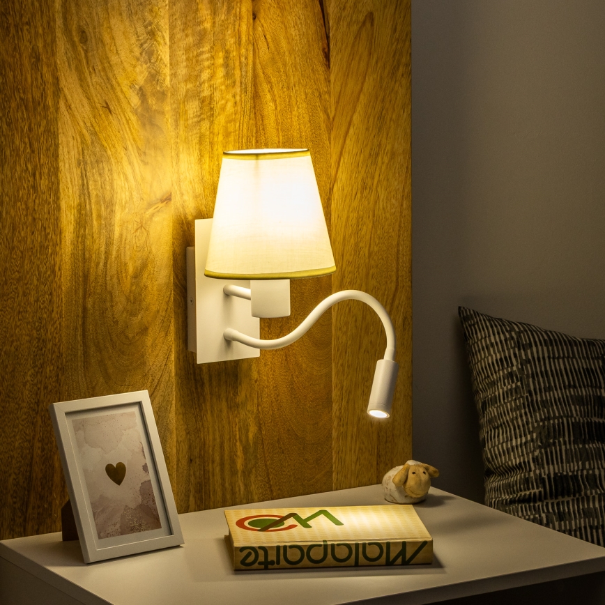 Brilagi - LED Paindlik seinalamp NUBILA 1xE27/25W/230V + LED/3W valge/kreemikas