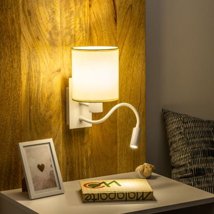 Brilagi - LED Paindlik seinalamp NUBILA 1xE27/25W/230V + LED/3W valge/kreemikas