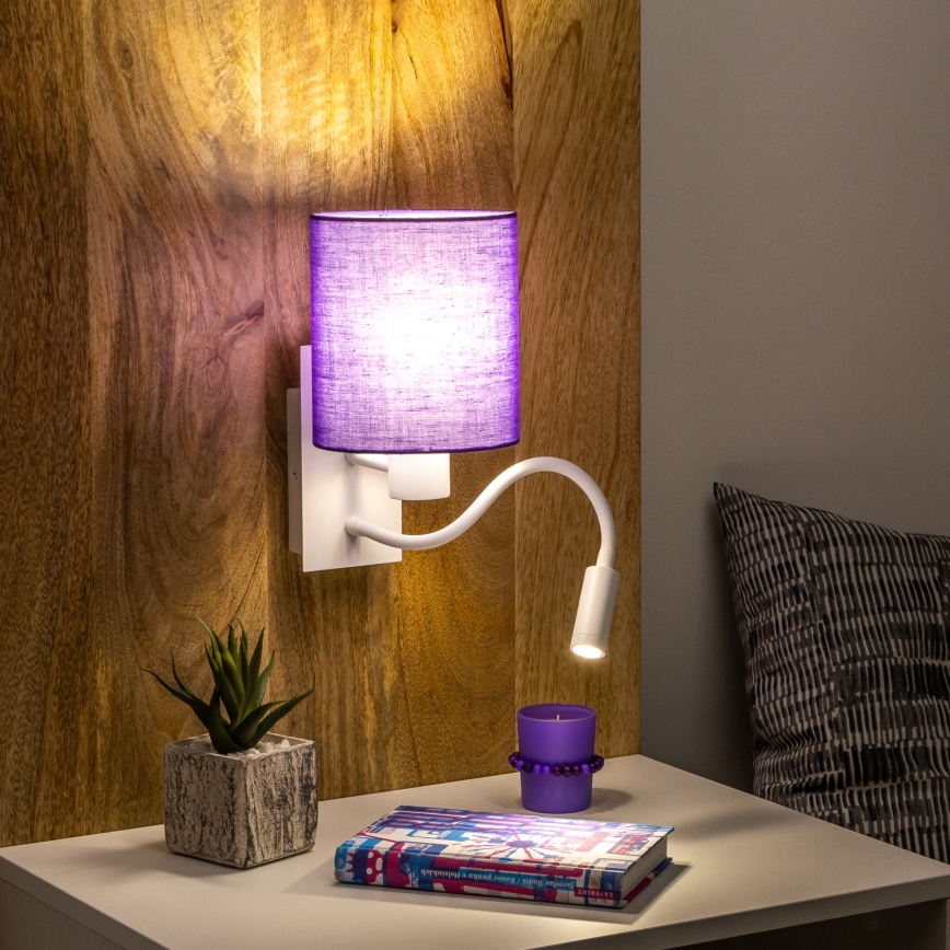 Brilagi - LED Paindlik seinalamp NUBILA 1xE27/25W/230V + LED/3W valge/lilla