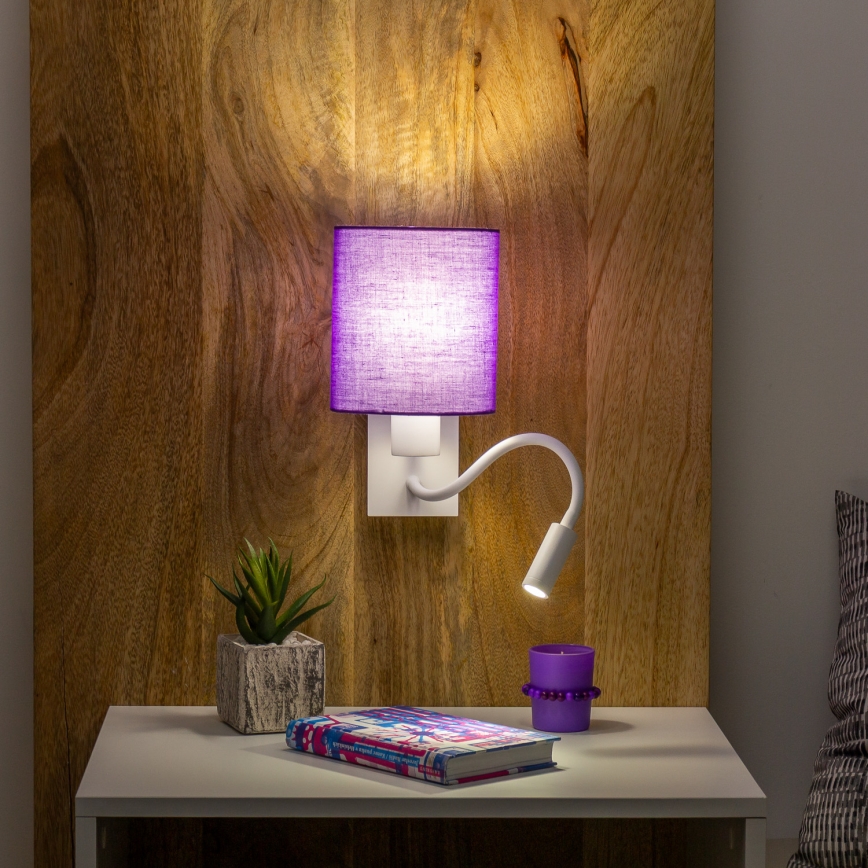 Brilagi - LED Paindlik seinalamp NUBILA 1xE27/25W/230V + LED/3W valge/lilla