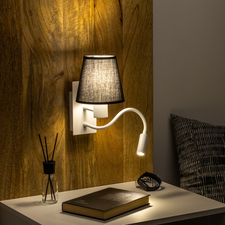Brilagi - LED Paindlik seinalamp NUBILA 1xE27/25W/230V + LED/3W valge/must