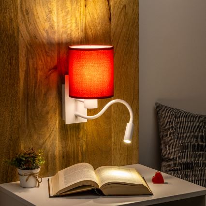 Brilagi - LED Paindlik seinalamp NUBILA 1xE27/25W/230V + LED/3W valge/Pompeii punane