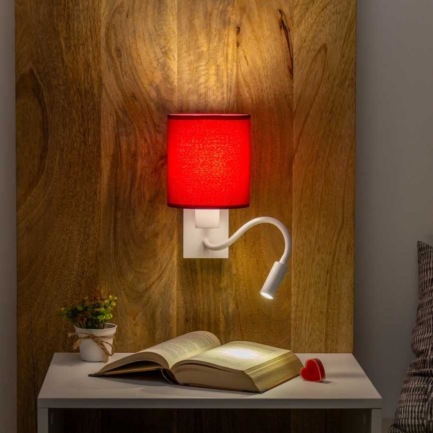 Brilagi - LED Paindlik seinalamp NUBILA 1xE27/25W/230V + LED/3W valge/Pompeii punane