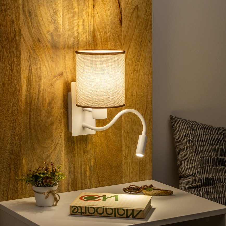 Brilagi - LED Paindlik seinalamp NUBILA 1xE27/25W/230V + LED/3W valge/pruun