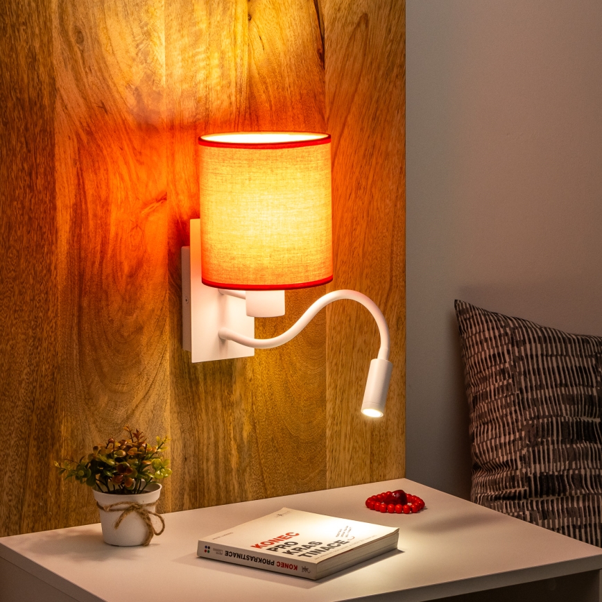 Brilagi - LED Paindlik seinalamp NUBILA 1xE27/25W/230V + LED/3W valge/punane