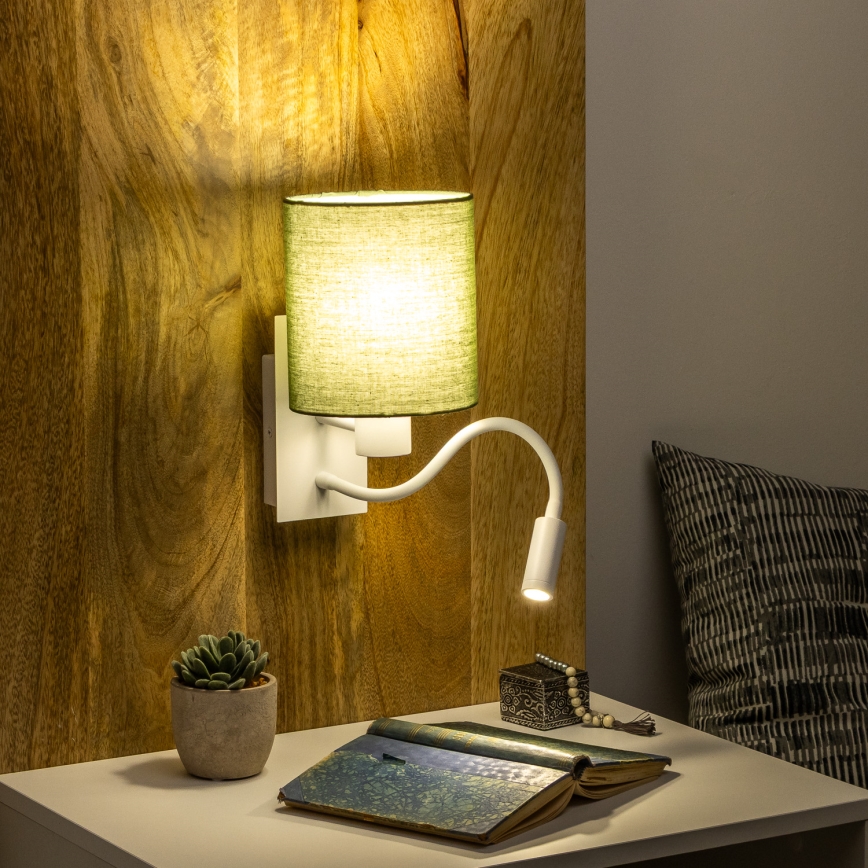 Brilagi - LED Paindlik seinalamp NUBILA 1xE27/25W/230V + LED/3W valge/roheline