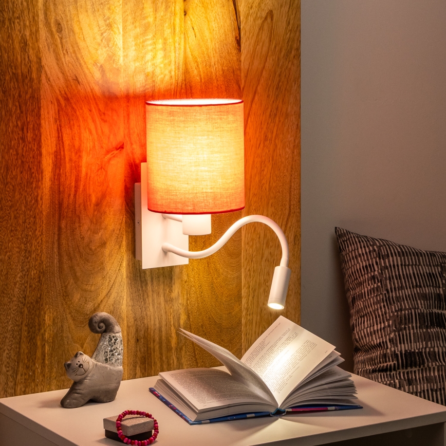 Brilagi - LED Paindlik seinalamp NUBILA 1xE27/25W/230V + LED/3W valge/roosa
