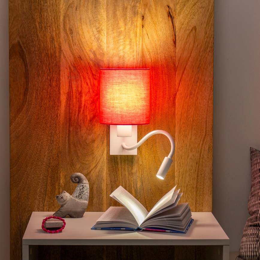 Brilagi - LED Paindlik seinalamp NUBILA 1xE27/25W/230V + LED/3W valge/roosa