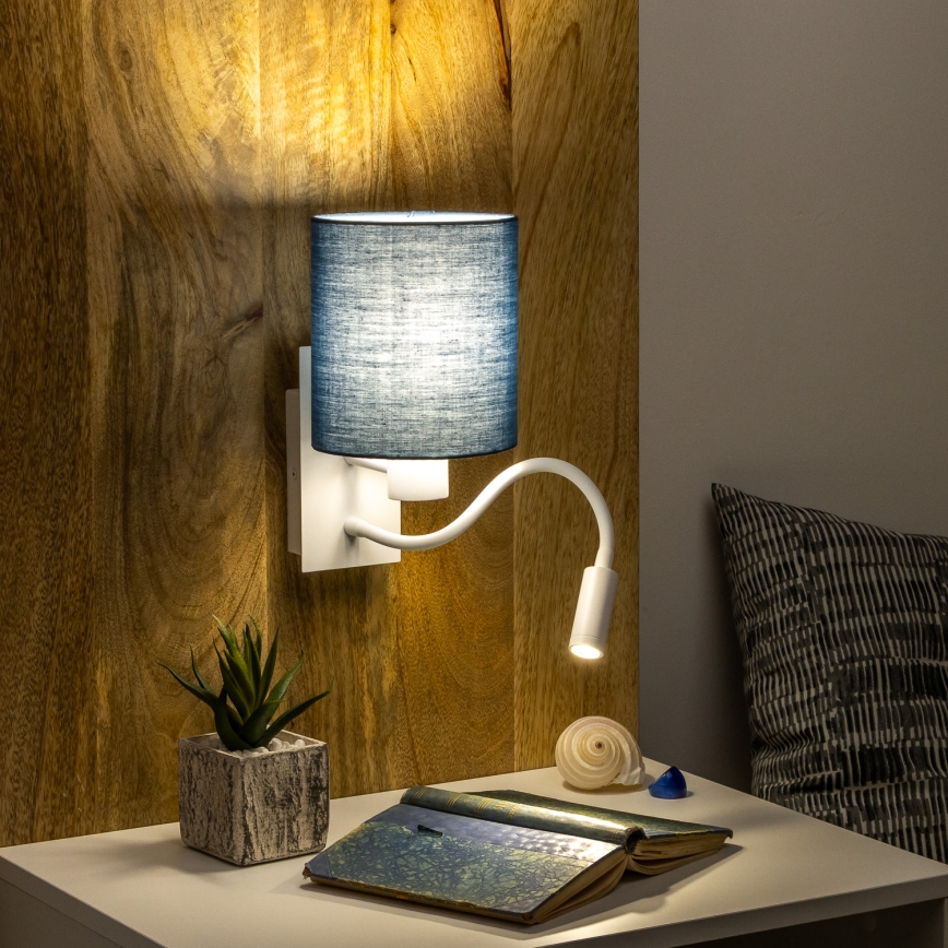 Brilagi - LED Paindlik seinalamp NUBILA 1xE27/25W/230V + LED/3W valge/tumesinine