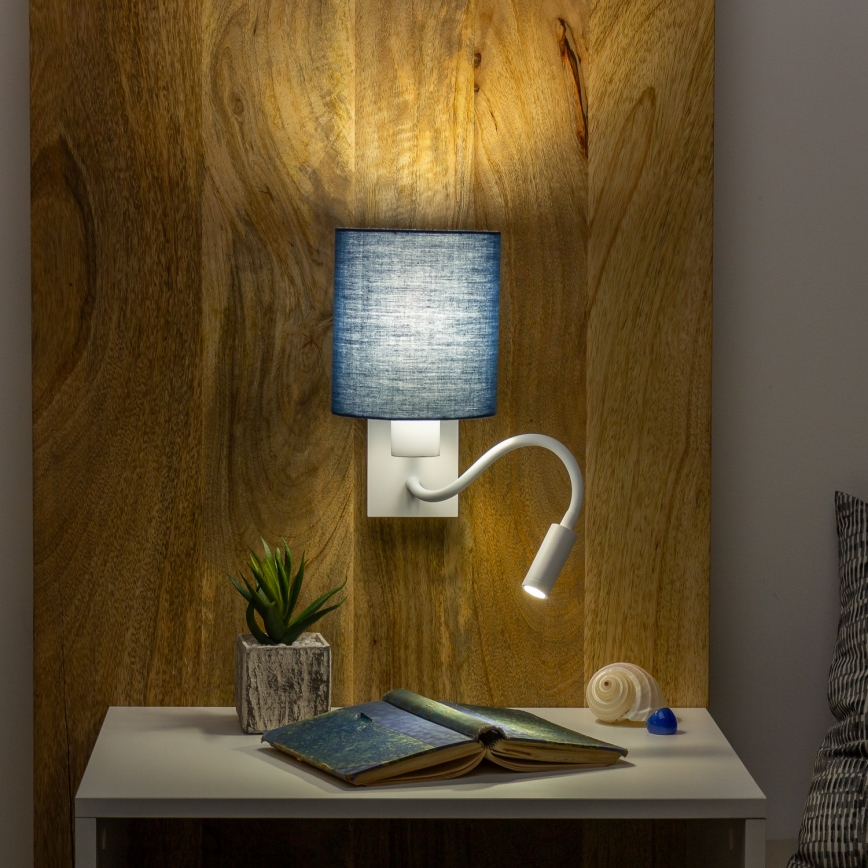 Brilagi - LED Paindlik seinalamp NUBILA 1xE27/25W/230V + LED/3W valge/tumesinine