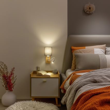 Brilagi - LED Paindlik seinalamp NUBILA WOOD 1xE27/25W/230V + LED/3W tamm/antratsiit