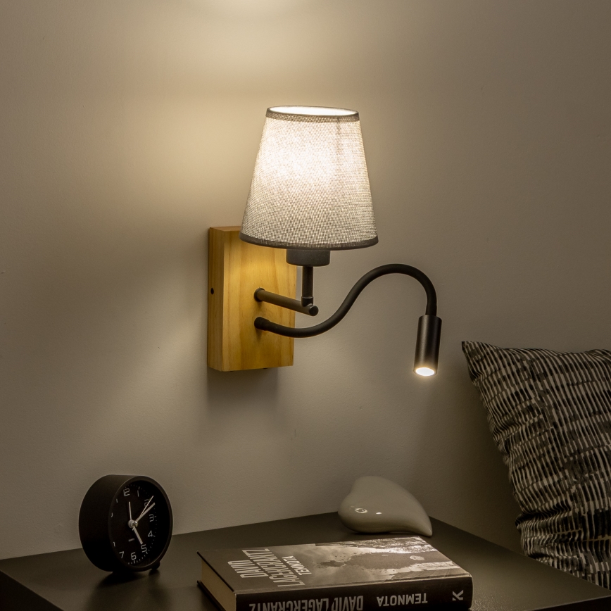 Brilagi - LED Paindlik seinalamp NUBILA WOOD 1xE27/25W/230V + LED/3W tamm/hall