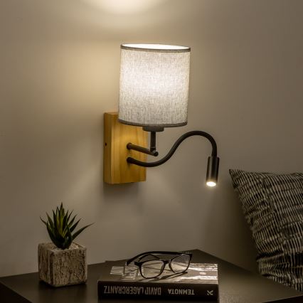 Brilagi - LED Paindlik seinalamp NUBILA WOOD 1xE27/25W/230V + LED/3W tamm/hall