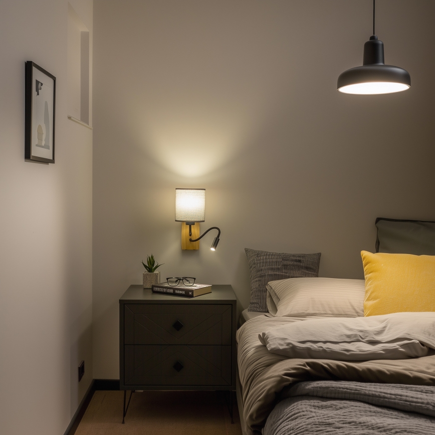 Brilagi - LED Paindlik seinalamp NUBILA WOOD 1xE27/25W/230V + LED/3W tamm/hall