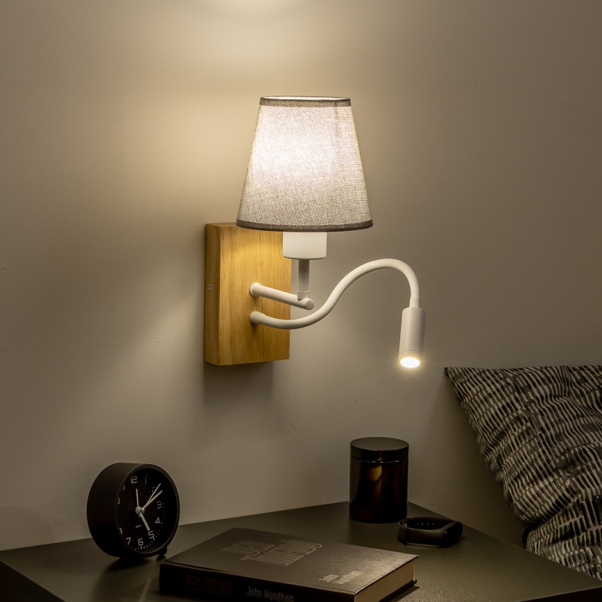 Brilagi - LED Paindlik seinalamp NUBILA WOOD 1xE27/25W/230V + LED/3W tamm/hall