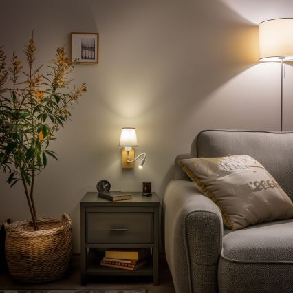 Brilagi - LED Paindlik seinalamp NUBILA WOOD 1xE27/25W/230V + LED/3W tamm/hall