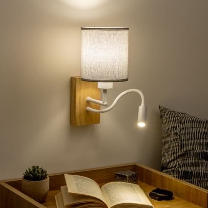 Brilagi - LED Paindlik seinalamp NUBILA WOOD 1xE27/25W/230V + LED/3W tamm/hall
