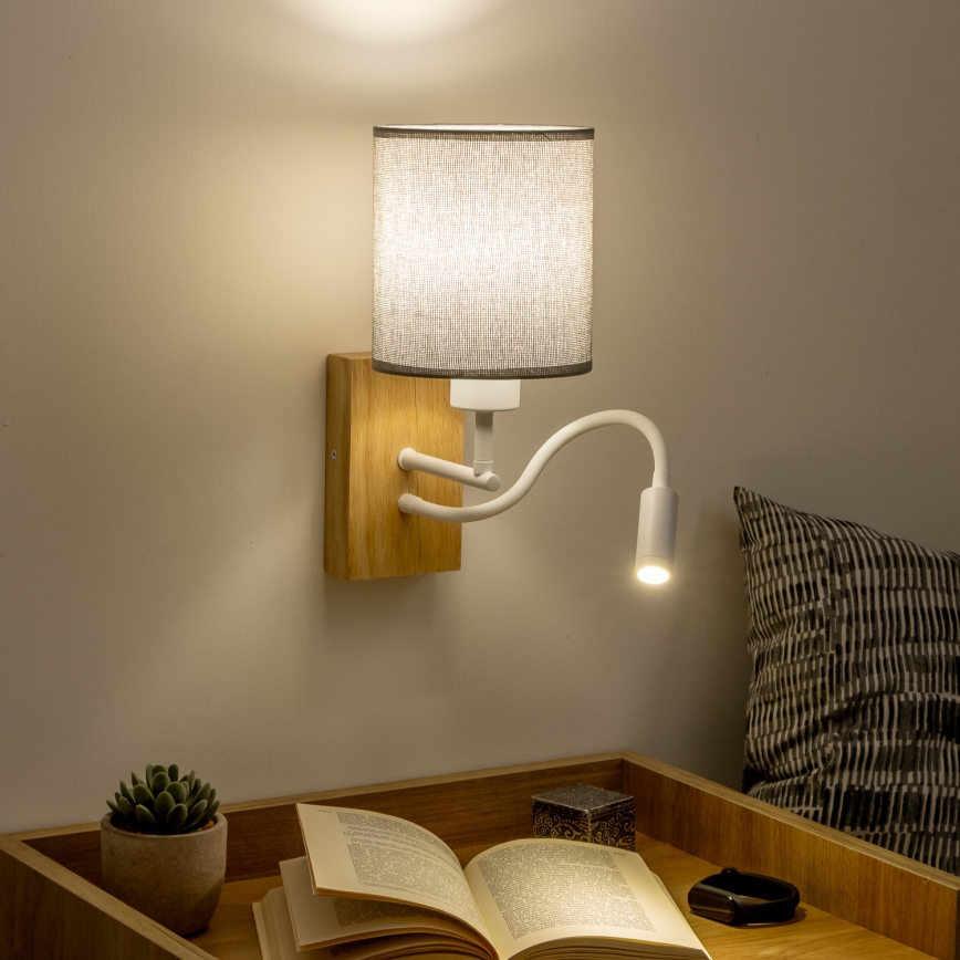 Brilagi - LED Paindlik seinalamp NUBILA WOOD 1xE27/25W/230V + LED/3W tamm/hall