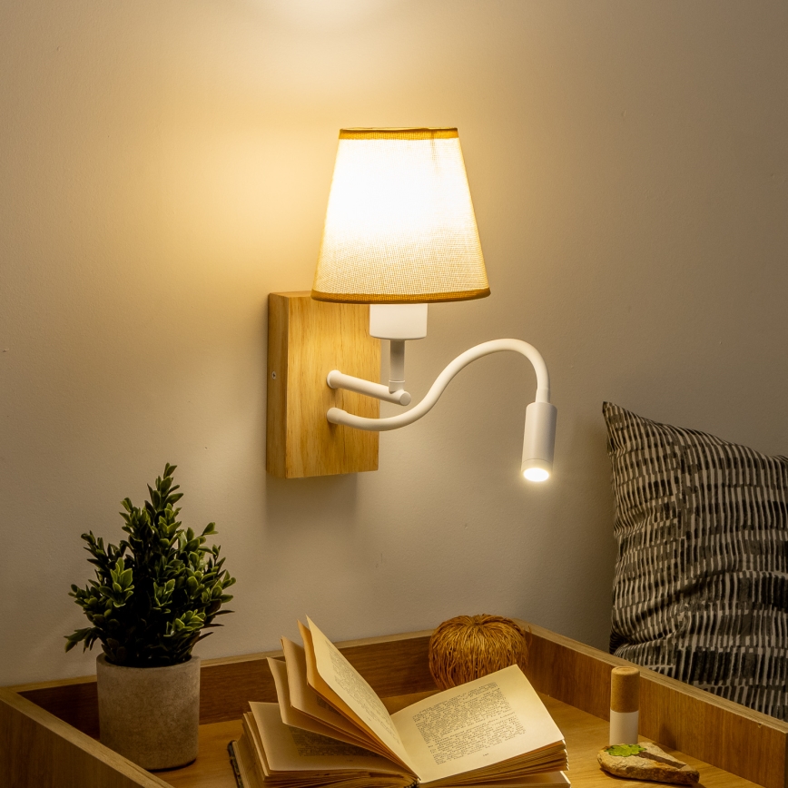 Brilagi - LED Paindlik seinalamp NUBILA WOOD 1xE27/25W/230V + LED/3W tamm/helepruun