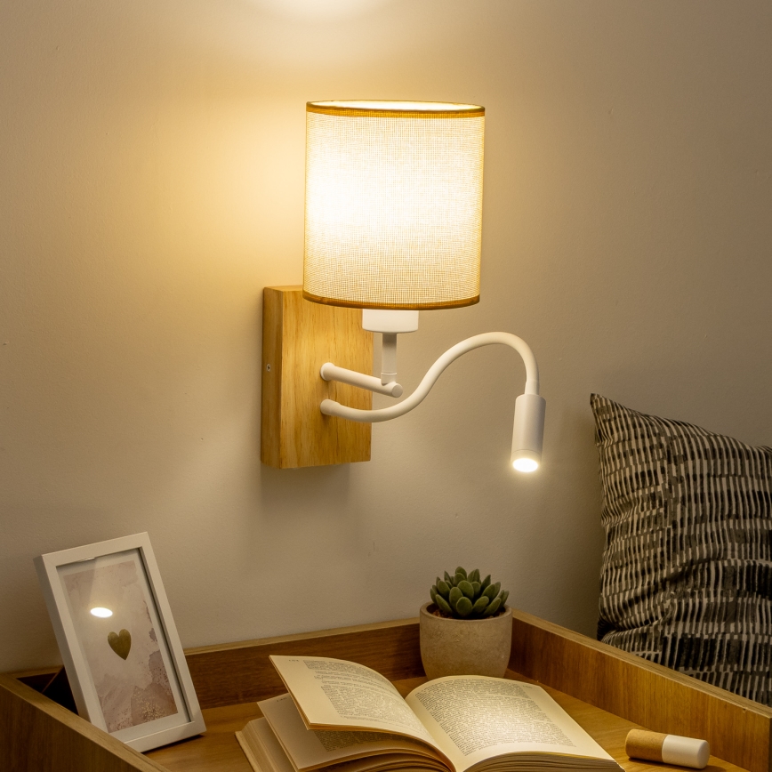 Brilagi - LED Paindlik seinalamp NUBILA WOOD 1xE27/25W/230V + LED/3W tamm/helepruun
