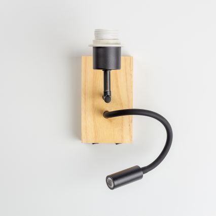 Brilagi - LED painduv seinavalgusti NUBILA WOOD 1xE27/25W/230V + LED/3W tamm/must/helehall