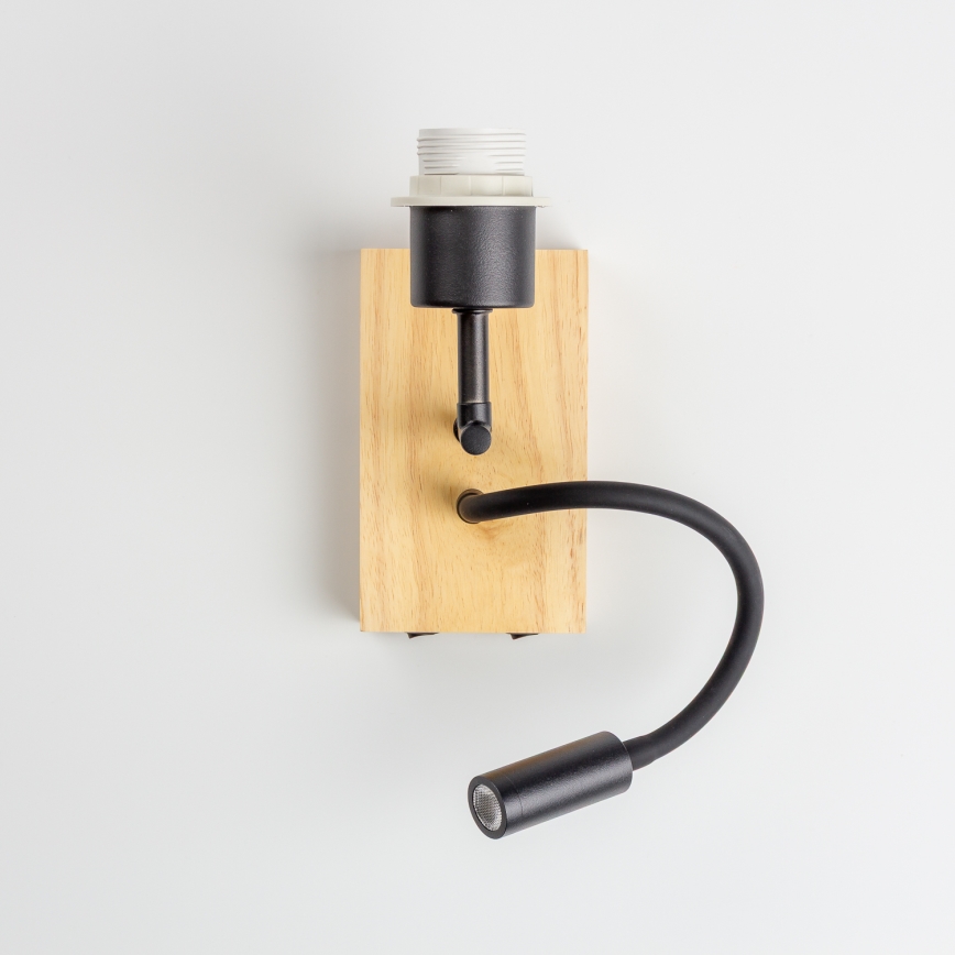 Brilagi - LED painduv seinavalgusti NUBILA WOOD 1xE27/25W/230V + LED/3W tamm/must/helehall