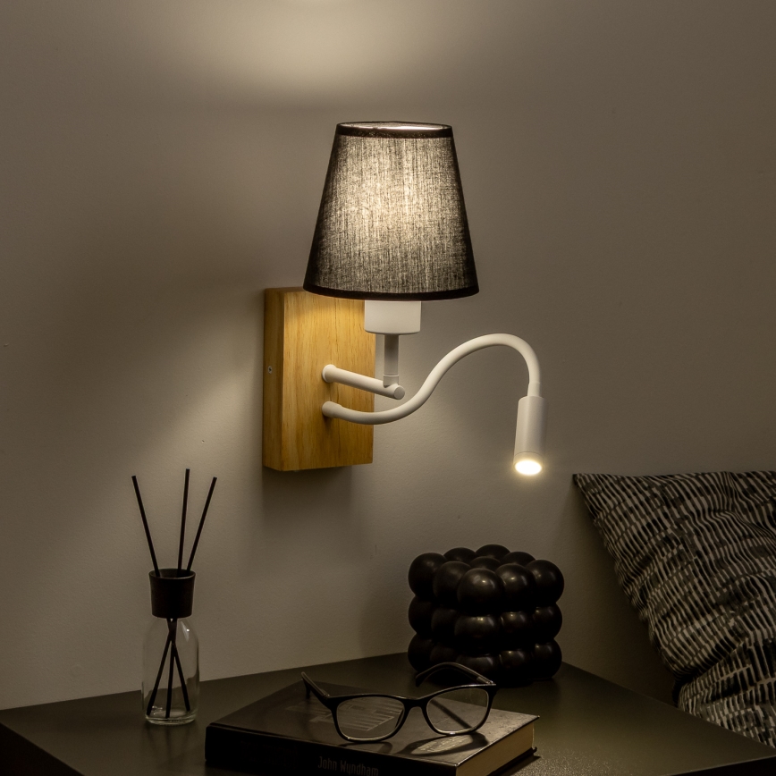 Brilagi - LED Paindlik seinalamp NUBILA WOOD 1xE27/25W/230V + LED/3W tamm/must
