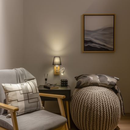 Brilagi - LED Paindlik seinalamp NUBILA WOOD 1xE27/25W/230V + LED/3W tamm/must