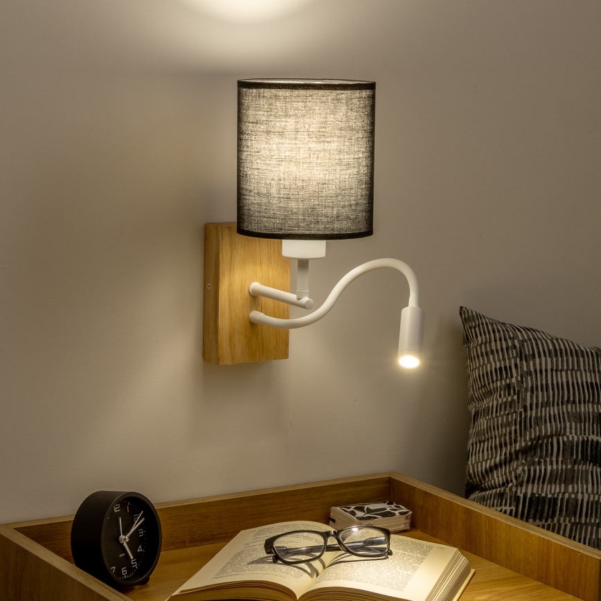 Brilagi - LED Paindlik seinalamp NUBILA WOOD 1xE27/25W/230V + LED/3W tamm/must