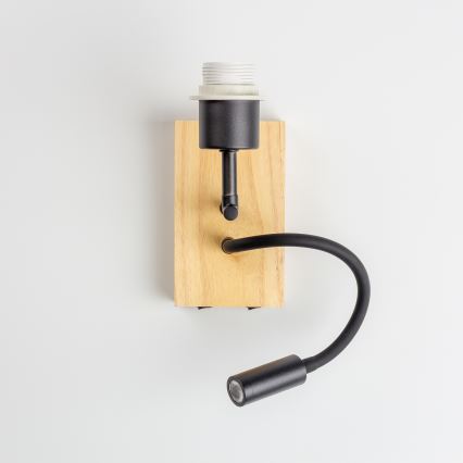 Brilagi - LED painduv seinavalgusti NUBILA WOOD 1xE27/25W/230V + LED/3W tamm/must/kollane