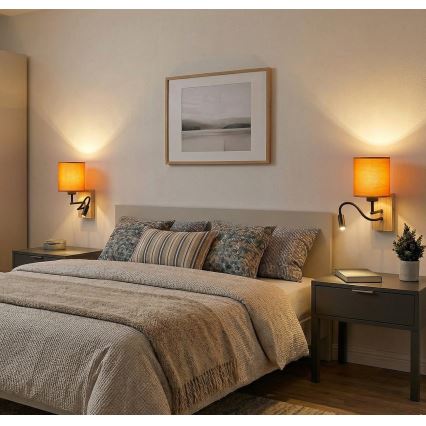 Brilagi - LED painduv seinavalgusti NUBILA WOOD 1xE27/25W/230V + LED/3W tamm/must/oranž