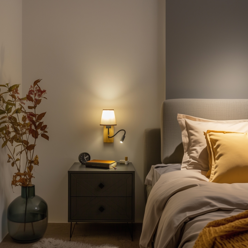 Brilagi - LED Paindlik seinalamp NUBILA WOOD 1xE27/25W/230V + LED/3W tamm/pruun