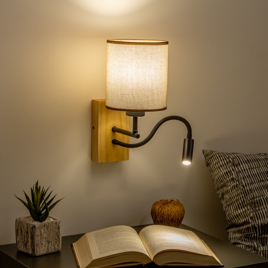 Brilagi - LED Paindlik seinalamp NUBILA WOOD 1xE27/25W/230V + LED/3W tamm/pruun