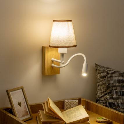 Brilagi - LED Paindlik seinalamp NUBILA WOOD 1xE27/25W/230V + LED/3W tamm/pruun
