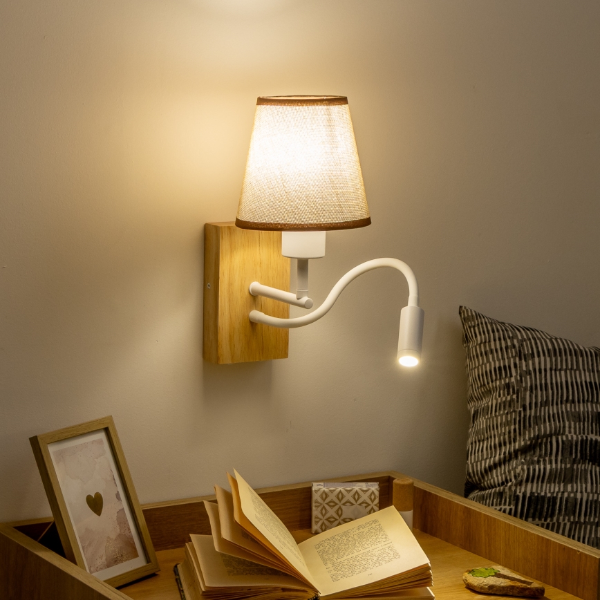 Brilagi - LED Paindlik seinalamp NUBILA WOOD 1xE27/25W/230V + LED/3W tamm/pruun