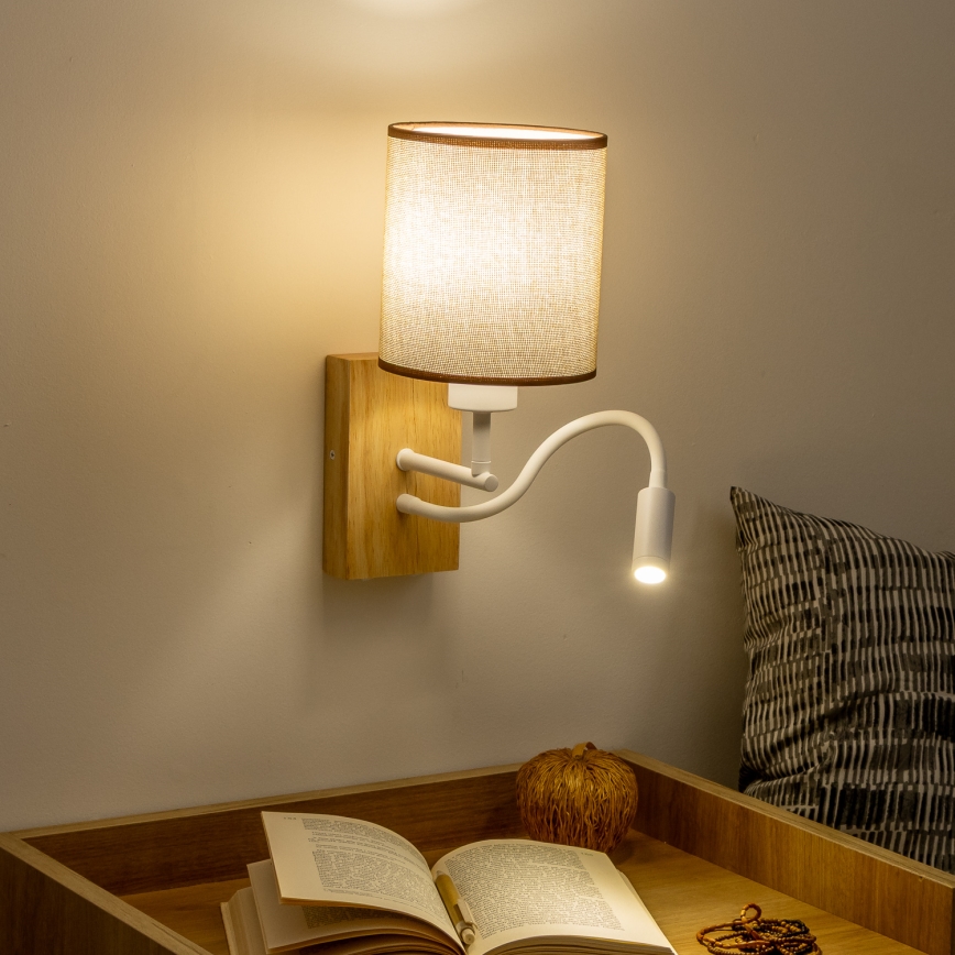 Brilagi - LED Paindlik seinalamp NUBILA WOOD 1xE27/25W/230V + LED/3W tamm/pruun