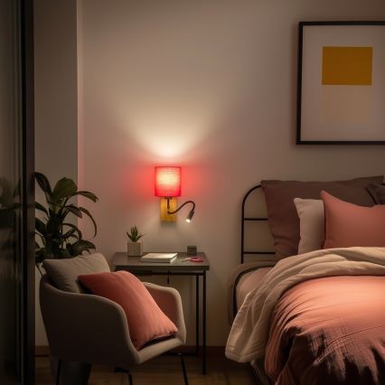 Brilagi - LED Paindlik seinalamp NUBILA WOOD 1xE27/25W/230V + LED/3W tamm/roosa