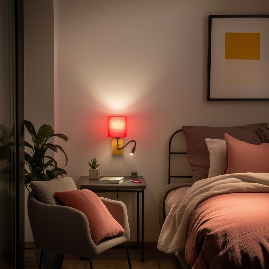 Brilagi - LED Paindlik seinalamp NUBILA WOOD 1xE27/25W/230V + LED/3W tamm/roosa