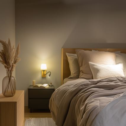 Brilagi - LED Paindlik seinalamp NUBILA WOOD 1xE27/25W/230V + LED/3W tamm/valge