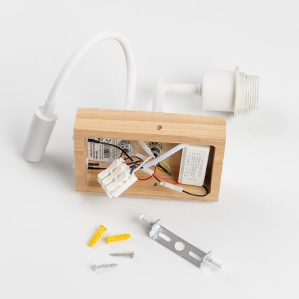 Brilagi - LED painduv seinavalgusti NUBILA WOOD 1xE27/25W/230V + LED/3W tamm/valge/oranž