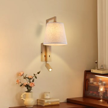 Brilagi - LED Seinavalgusti RAYA 1xE14/40W/230V + LED/3W lina/beež