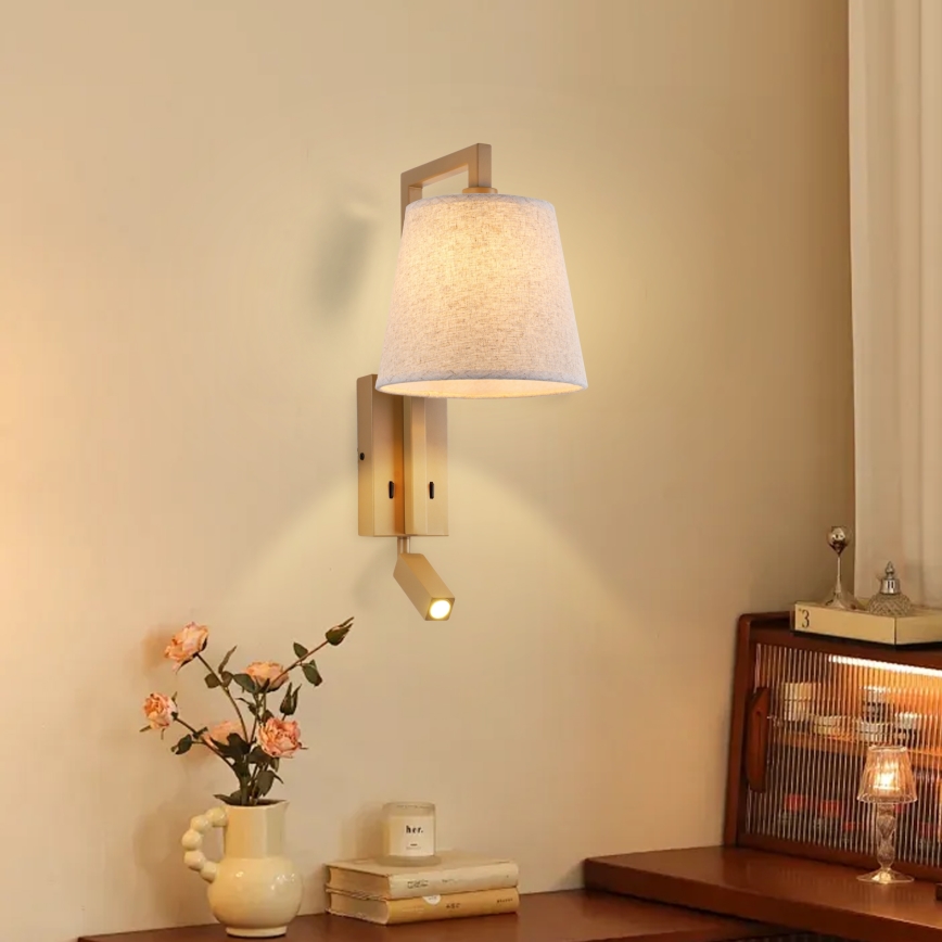 Brilagi - LED Seinavalgusti RAYA 1xE14/40W/230V + LED/3W lina/beež