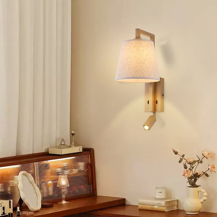 Brilagi - LED Seinavalgusti RAYA 1xE14/40W/230V + LED/3W lina/beež