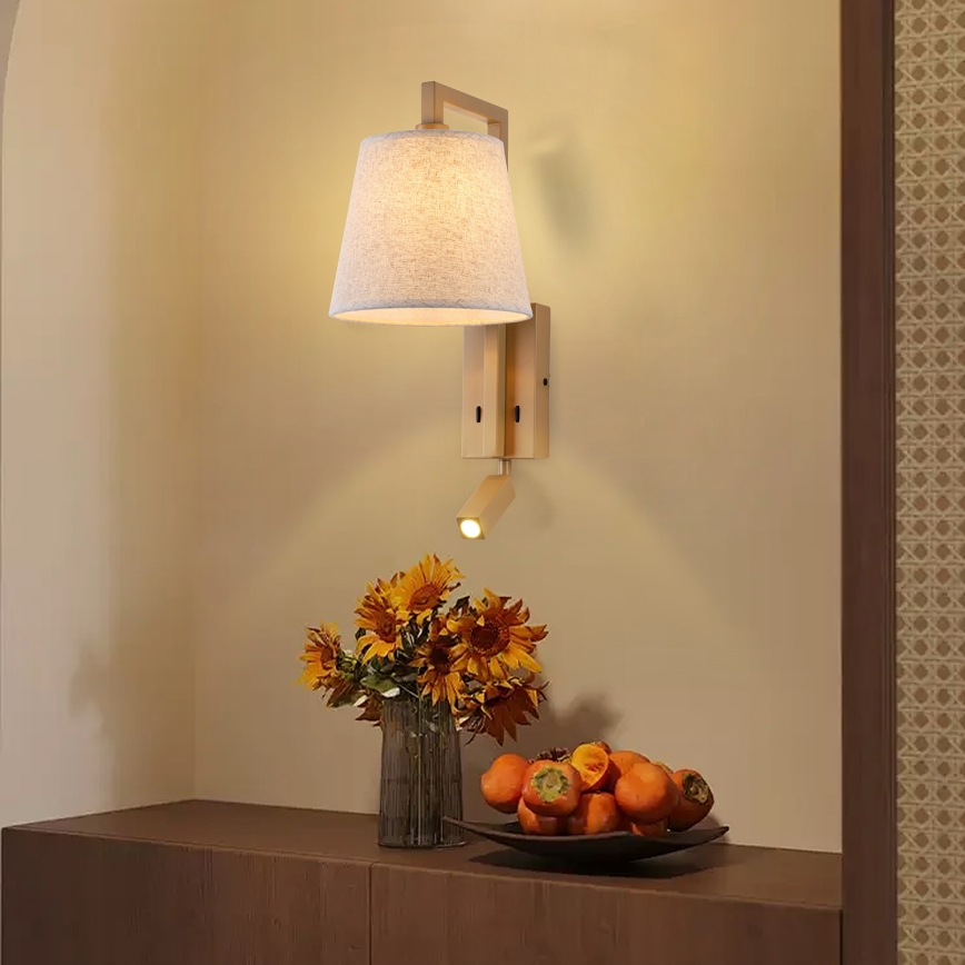 Brilagi - LED Seinavalgusti RAYA 1xE14/40W/230V + LED/3W lina/beež