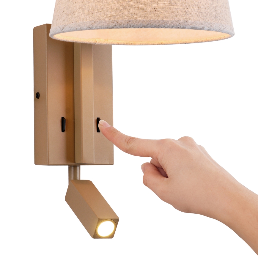 Brilagi - LED Seinavalgusti RAYA 1xE14/40W/230V + LED/3W lina/beež