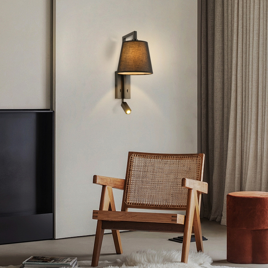 Brilagi - LED Seinavalgusti RAYA 1xE14/40W/230V + LED/3W must