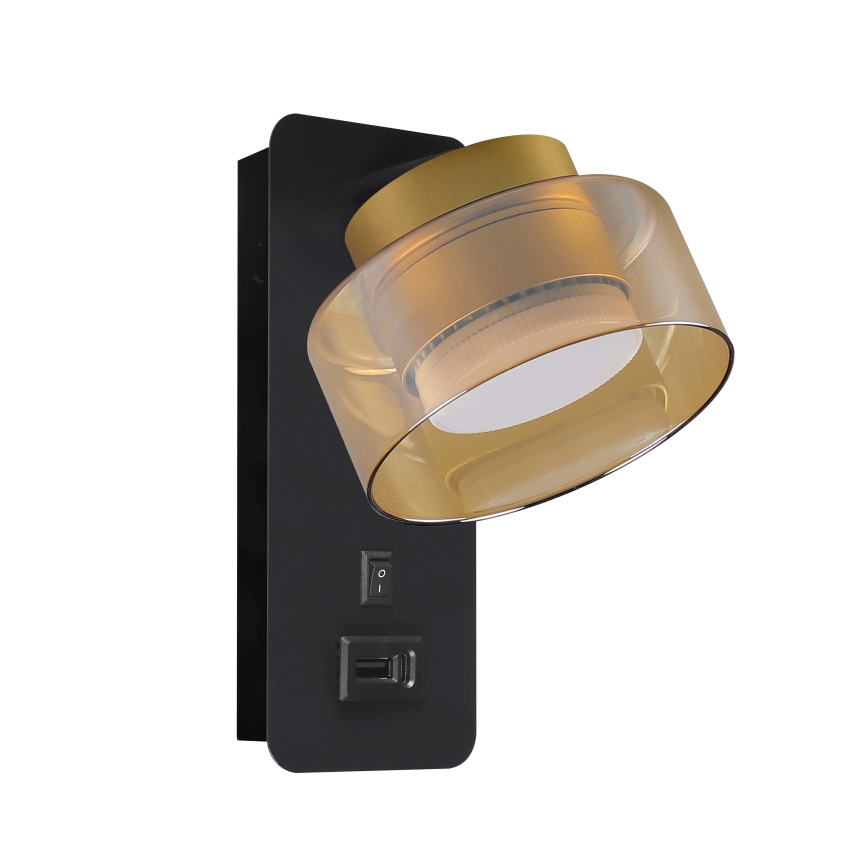 Brilagi - LED Seinavalgusti USB-pordiga AURA LUX 1xGX53/30W/230V must/kuldne
