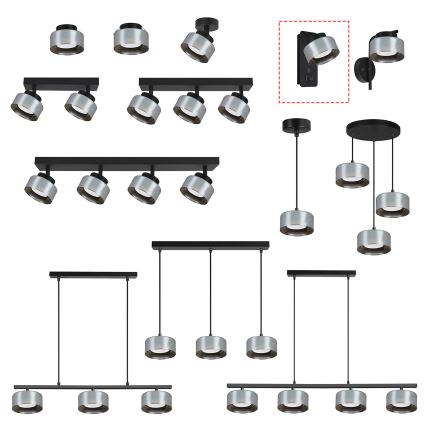 Brilagi - LED Seinavalgusti USB-pordiga AURA LUX 1xGX53/30W/230V must/suitsune